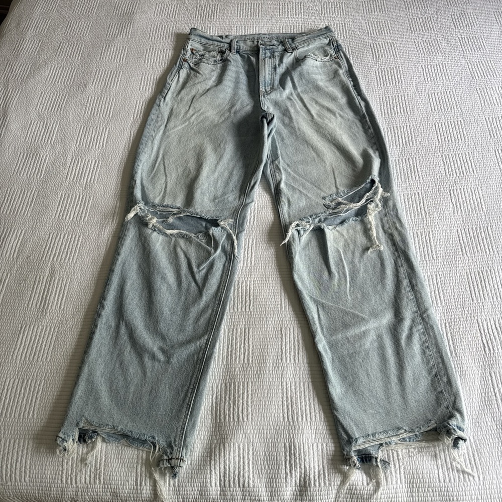 American Eagle Outfitters Blue Baggy Straight Leg Jeans